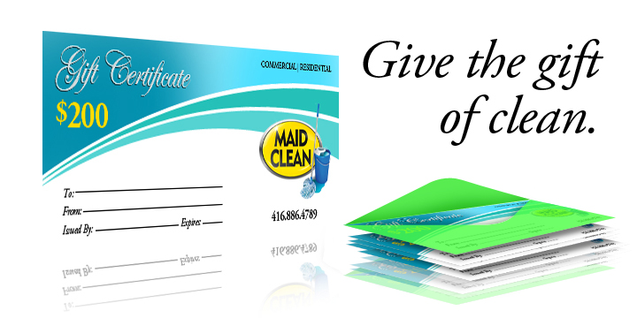 Gift Certificate for Cleaning Services Burlington, Oakville, Milton, Stoney Creek and Grimsby